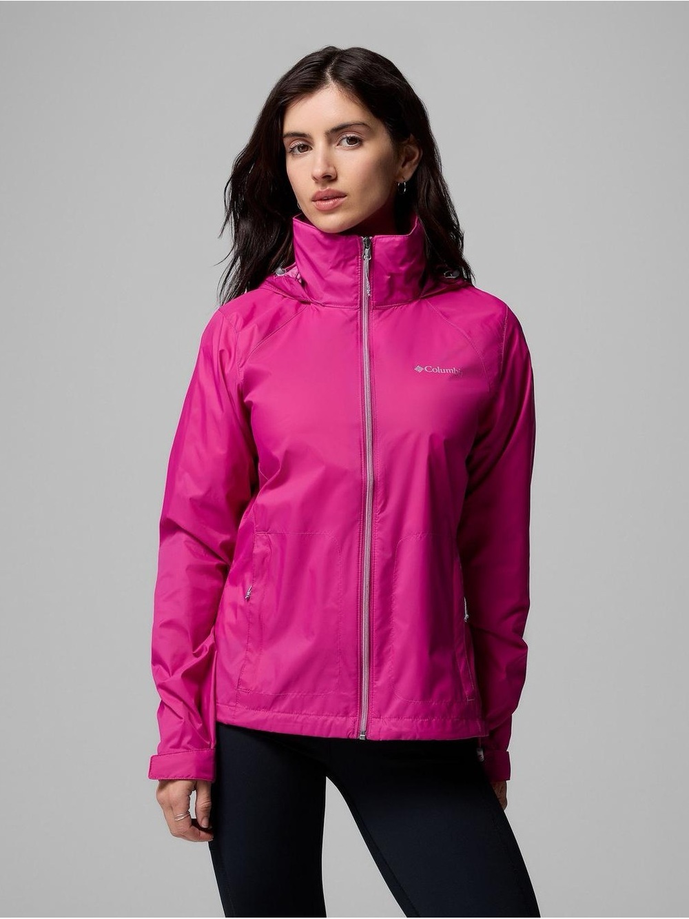 Columbia Women's Bright Fuchsia Hooded Windbreaker Jacket Size Medium - Picture 1 of 9